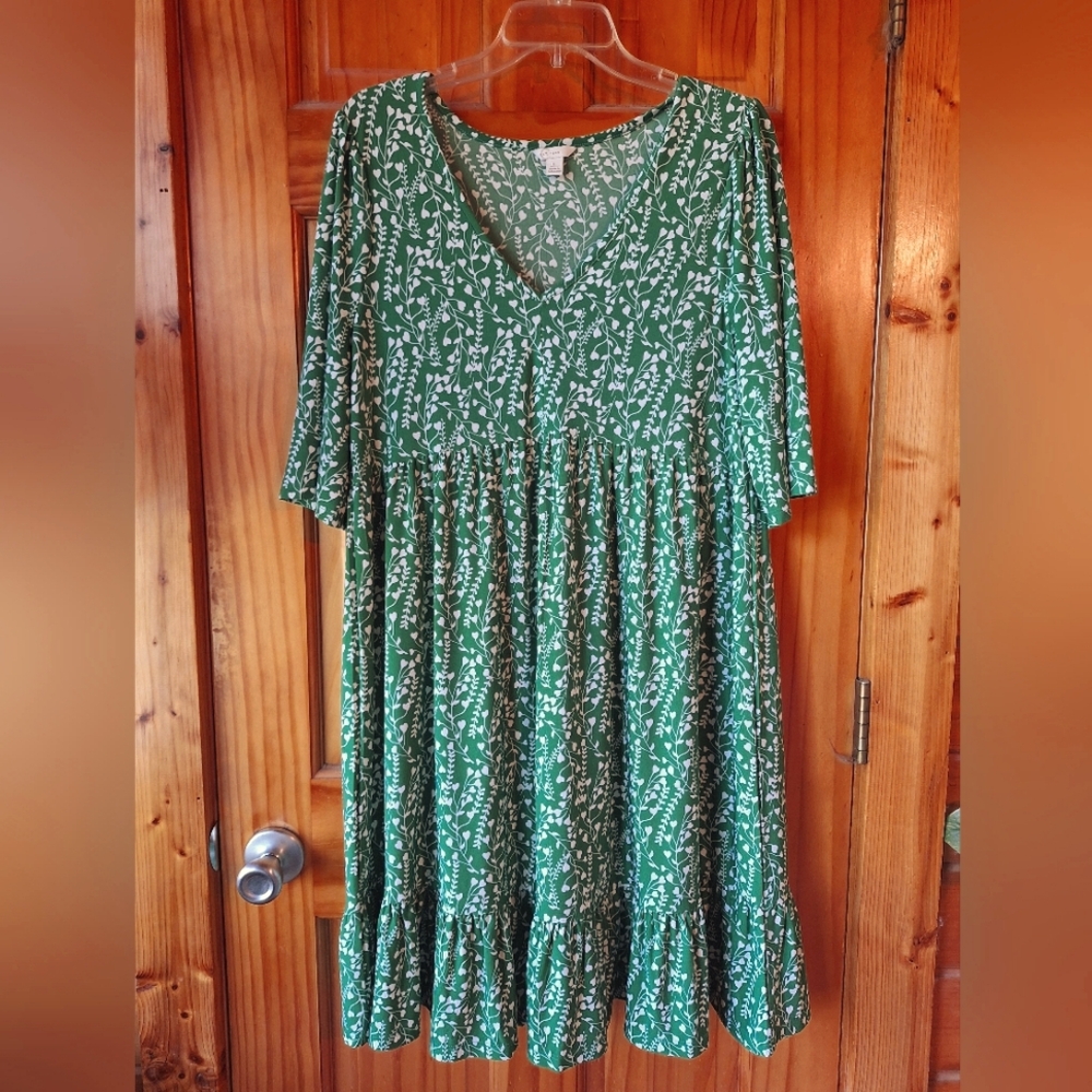 Est 1946 Green Floral Sz Large Womens Dress